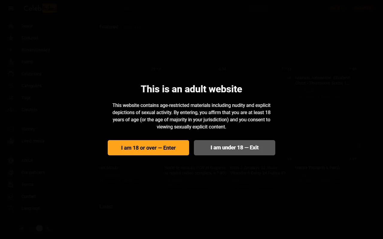 Screenshot of Celebfakes Website Review